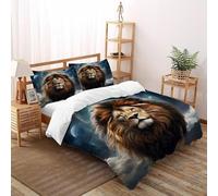 Planète Lion Parure 3 Pièces Housse De Couette Faune Sauvage 3D Adulte Douceur Haut De Gamme avec 2 Taies d'oreiller Double(200x200cm)