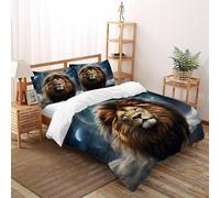 Planète Lion Parure De Lit King(220x240cm) Adulte Enfant Faune Sauvage,Housse De Couette en Microfibre,Ensemble De Literie avec 1 Housse De Couette + 2 Taies d'oreiller