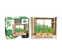 PLANÈTE PLANTE-Fenêtre jardinière de 3 pots bamboo avec graines et terre Planète Plante - 3 variétés