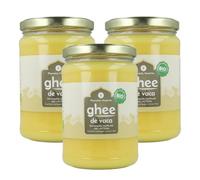 Planète potager | Lot de 3 beurres clarifiés ghee 500 g - Beurre clarifié bio sans lactose ni caséine, idéal pour cuisiner, régime céto, paléo et ayurveda, goût doux et texture crémeuse