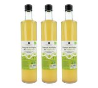 Planète potager | Lot de 3 vinaigre de pomme bio non filtré 750 ml - Vinaigre de pomme 100 % naturel, riche en enzymes et probiotiques pour améliorer la digestion et la santé générale