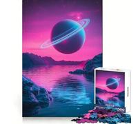 Planète Semblable à Saturne dans Un Ciel Rose Puzzle de 1000 pièces pour Adolescents Jeu de logique et de Sens Simple et Amusant Bords Lisses Cadeau élégant (38x26cm)