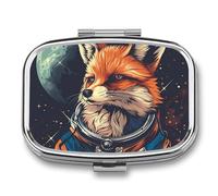 Planète Space Fox Boîte à pilules à 2 Compartiments pour Poche Organisateur de Vitamines 5.5x4cm