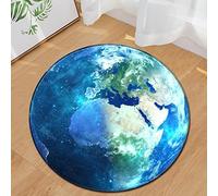 Planète Tapis Rond Antidérapant Terre Galaxie Ciel Étoilé Tapis De Jeu Pour Enfants Chambre Décoration Tapis Lune Salle D'étude Tapis Salon Tapis Chaise D'ordinateur Pied Pad (A,100 cm (39 pouces))