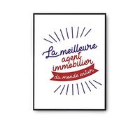 Planetee Affiche Agent immobilier Femme Métier Meilleure du Monde | Poster Tableau métier Humour pour décoration murale qualité papier Premium A2
