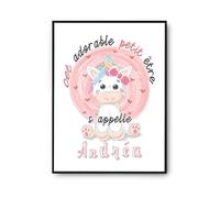 Planetee Affiche bébé prénom Andréa Licorne | Poster pour chambre bébé et enfant pour décoration murale qualité papier Premium A4