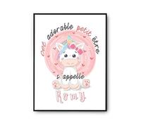 Planetee Affiche bébé prénom Romy Licorne | Poster pour chambre bébé et enfant pour décoration murale qualité papier Premium A3