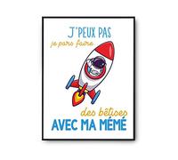 Planetee Affiche Bêtises avec Papa Astronaute Fusée | Poster décoration Murale pour chambre d'enfant | Idée cadeau humour mignon A4