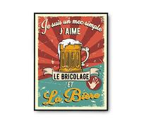 Planetee Affiche Bricolage et Bière | Poster Décoration Murale Qualité Premium | Cadeau humour alcool et loisir pour Bricoleur A4