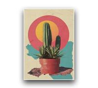 Planetee Affiche Cactus Style 80s Retro Art couleurs pastel Pop Art | Poster Tableau décoration murale qualité papier Premium A2