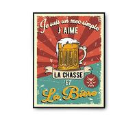 Planetee Affiche Chasse et Bière | Poster Décoration Murale Qualité Premium | Cadeau humour alcool et loisir pour Chasseur A4