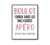 Planetee Affiche Chiner dans les Brocantes C'est ma Routine | Poster Décoration Murale Papier qualité premium A2