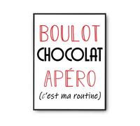 Planetee Affiche Chocolat C'est ma Routine | Poster Décoration Murale Papier qualité premium A3