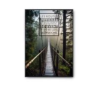 Planetee Affiche Décoration murale intérieures paysage motivation - Les routes difficiles conduisent souvent à de belles destination. - Thème Forêt - Poster, Art, Sans cadre, Format A3