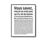 Planetee Affiche femme Diététicienne Bonne ou mauvaise | Poster Tableau Métier Humour fond noir pour décoration murale qualité papier Premium A4