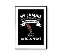 Planetee Affiche Femme écriture plume | Poster Tableau Décoration Murale pour Écrivaine | idée cadeau 50 ans Noël fête des Mères A3