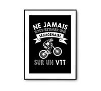 Planetee Affiche Femme vtt | Poster Tableau Décoration Murale pour Cycliste | idée cadeau anniversaire 60 ans Noël fête des Mères A2