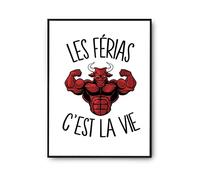 Planetee Affiche Férias c'est la vie Fête | Poster Tableau Sport Humour pour décoration murale qualité papier Premium A3