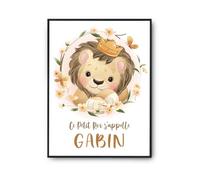 Planetee Affiche Gabin bébé Lion Roi | Poster décoration Murale pour chambre d'enfant | Idée cadeau humour mignon A4