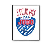 Planetee Affiche j'peux pas judo j'peux pas Blanc Premium A3 | Poster Tableau Humour pour décoration murale qualité papier Premium