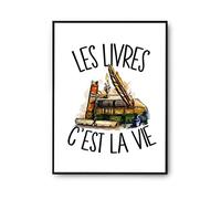 Planetee Affiche Livres c'est la vie Lecteur et Lectrice | Poster Tableau Sport Humour pour décoration murale qualité papier Premium A3