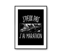 Planetee Affiche Marathon j'peux pas Noir A3 | Poster Tableau Humour pour décoration murale qualité papier Premium