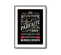 Planetee Affiche Marocaines Femme Parfaite | Poster Tableau Nationalité Humour pour décoration murale qualité papier Premium A3