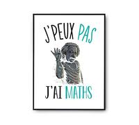 Planetee Affiche Maths Einstein j'peux pas Blanc Premium A3 | Poster Tableau Humour pour décoration murale qualité papier Premium