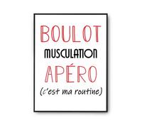 Planetee Affiche Musculation C'est ma Routine | Poster Décoration Murale Papier qualité premium A4