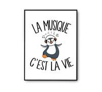 Planetee Affiche Musique c'est la vie | Poster Tableau Sport Humour pour décoration murale qualité papier Premium A4