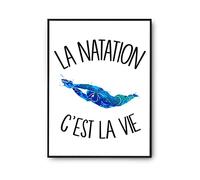 Planetee Affiche Natation c'est la vie Nageur et Nageuse | Poster Tableau Sport Humour pour décoration murale qualité papier Premium A3