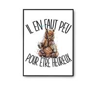 Planetee Affiche Ours c'est la vie | Poster Tableau Sport Humour pour décoration murale qualité papier Premium A2