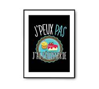 Planetee Affiche Pâtisserie j'Peux Pas Noir a4 | Poster Tableau Humour pour Décoration Murale Qualité Papier Premium