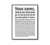 Planetee Affiche Pilote d'avion Bon ou Mauvais | Poster Tableau Métier Humour fond blanc pour décoration murale qualité papier Premium A3
