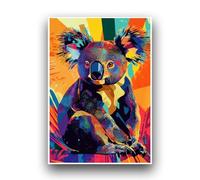 Planetee Affiche Pop Art Koala Style Pop Art avec Couleurs Vives, Motifs Graphiques et Contours Marqués. Décoration murale intérieur Poster A3