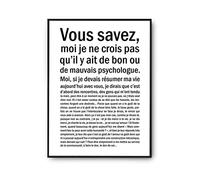 Planetee Affiche Psychologue Bon ou Mauvais | Poster Tableau Métier Humour fond blanc pour décoration murale qualité papier Premium A4