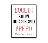 Planetee Affiche Rallye Automobile C'est ma Routine | Poster Décoration Murale Papier qualité premium A4