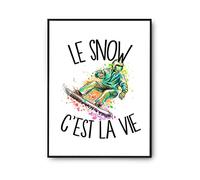 Planetee Affiche Snowboard c'est la vie Snowboardeur et Snowboardeuse | Poster Tableau Sport Humour pour décoration murale qualité papier Premium A3