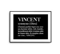 Planetee Affiche Vincent Prénom définition Humour | Poster Décoration Murale papier qualité Premium A4