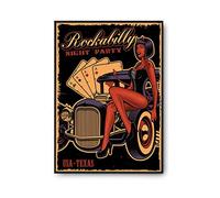 Planetee Affiche Vintage Poker Rockabilly Party A2 | Poster Tableau Humour pour décoration murale qualité papier Premium