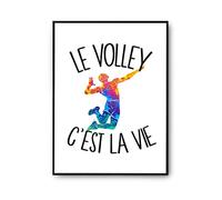 Planetee Affiche Volley c'est la vie Volleyeur et Volleyeuse | Poster Tableau Sport Humour pour décoration murale qualité papier Premium A3