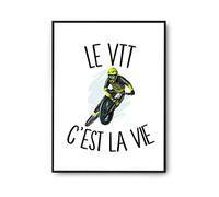 Planetee Affiche Vtt c'est la vie Cycliste | Poster Tableau Sport Humour pour décoration murale qualité papier Premium A3