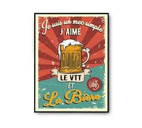 Planetee Affiche VTT et Bière | Poster Décoration Murale Qualité Premium | Cadeau humour alcool et sport pour Fans de VTT A3