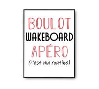 Planetee Affiche Wakeboard C'est ma Routine | Poster Décoration Murale Papier qualité premium A4
