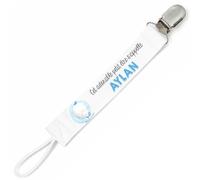 Planetee Attache tétine pour prénom AYLAN cet adorable petit être éléphant garçon | Attache sucette cadeau naissance