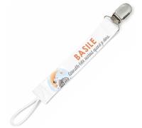 Planetee Attache tétine pour prénom BASILE adorable petit être surtout quand je dors Zèbre garçon | Attache sucette cadeau naissance