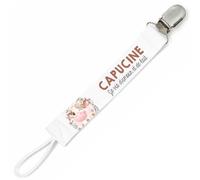 Planetee Attache tétine pour prénom CAPUCINE je vis d'amour et de lait Vache | Attache sucette cadeau naissance