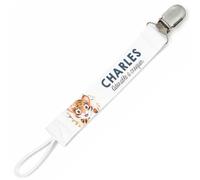 Planetee Attache tétine pour prénom CHARLES adorable à croquer tigre garçon | Attache sucette cadeau naissance