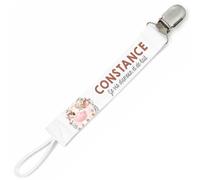 Planetee Attache tétine pour prénom CONSTANCE je vis d'amour et de lait Vache | Attache sucette cadeau naissance