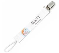 Planetee Attache tétine pour prénom ELIOTT bébé d'amour éléphant garçon | Attache sucette cadeau naissance